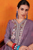 Beautiful Purple Embroidered Silk Function Wear Palazzo Suit