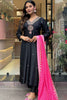 Magnetic Black Embroidered Silk Function Wear Pant Suit With Dupatta