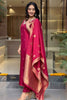 Marvelous Maroon Embroidered Silk Traditional Pant Suit With Dupatta