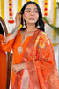 Beautiful Orange Embroidered Viscose Festival Wear Pant Suit