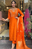 Delightful Orange Embroidered Viscose Traditional Pant Suit