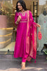 Enjoyable Rani Pink Embroidered Viscose Function Wear Pant Suit