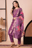 Fabulous Purple Embroidered Viscose Festival Wear Pant Suit