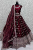 Fantastic Dark Maroon Embroidered Silk Engagement Wear Lehenga Choli