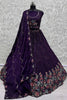 Fabulous Purple Embroidered Chinon Wedding Wear Lehenga Choli