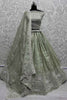 Awesome Pista Green Sequins Organza Bridesmaid Lehenga Choli