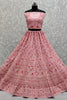 Lovely Pink Multi-Thread Work Net Engagement Wear Lehenga Choli