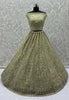 Attractive Pista Green Thread Work Net Engagement Wear Lehenga Choli
