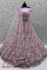 Appealing Lilac Thread Embroidered Net Bridesmaid Lehenga Choli With Dupatta