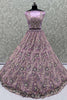 Appealing Lilac Thread Embroidered Net Bridesmaid Lehenga Choli With Dupatta