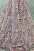 Appealing Lilac Thread Embroidered Net Bridesmaid Lehenga Choli With Dupatta