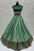 Lavish Sea Green Mirror Work Georgette Traditional Lehenga Choli With Dupatta