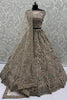 Attractive Beige Zircon Work Net Designer Lehenga Choli With Dupatta
