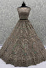 Attractive Beige Zircon Work Net Designer Lehenga Choli With Dupatta