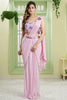 Enchanting Baby Pink Sequin Lycra Readymade Party Wear Saree
