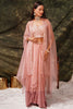 Ravishing Peach Crepe Embroidered Party Wear Palazzo Top With Shrug