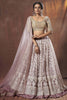 Excellent Lilac Thread Work Net Bridesmaid Lehenga Choli With Dupatta