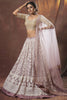 Excellent Lilac Thread Work Net Bridesmaid Lehenga Choli With Dupatta