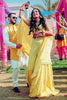 Pretty Yellow Paper Mirror Work Crop Top Sharara With Dupatta