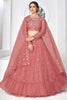 Astonishing Dusty Pink Thread Work Net Engagement Wear Lehenga Choli
