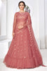 Astonishing Dusty Pink Thread Work Net Engagement Wear Lehenga Choli