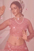 Astonishing Dusty Pink Thread Work Net Engagement Wear Lehenga Choli