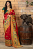 Fantastic Red Weaving Banarasi Silk Festival Wear Saree With Blouse