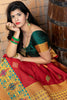 Fantastic Red Weaving Banarasi Silk Festival Wear Saree With Blouse