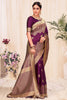 Fabulous Wine Zari Weaving Banarasi Silk Wedding Saree With Blouse