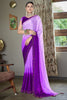 Gorgeous Purple Swarovski Work Silk Festival Wear Saree With Blouse