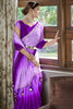 Gorgeous Purple Swarovski Work Silk Festival Wear Saree With Blouse