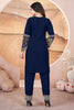 Beautiful Navy-Blue Embroidered Georgette Festival Wear Pant Suit