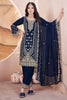 Beautiful Navy-Blue Embroidered Georgette Festival Wear Pant Suit
