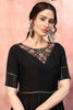 Amazing Black Thread Work Silk Reception Wear Gown