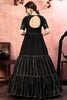 Amazing Black Thread Work Silk Reception Wear Gown