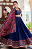 Mesmerizing Navy Blue Printed Tussar Silk Navratri Wear Lehenga Choli