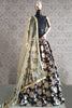 Captivating Black Printed Satin Party Wear Lehenga Choli With Dupatta