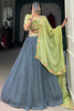 Delightful Grey Thread Embroidery Georgette Event Wear Lehenga Choli