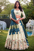 Fascinating Cream Thread Work Lehenga Choli With Gaji Silk Dupatta
