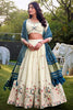 Fascinating Cream Thread Work Lehenga Choli With Gaji Silk Dupatta