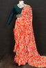 Tantalizing Peach Floral Printed Georgette Party Wear Saree With Blouse
