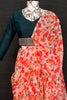 Tantalizing Peach Floral Printed Georgette Party Wear Saree With Blouse