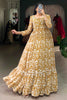 Marvelous Yellow Printed Georgette Function Wear Gown