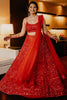 Attractive Red Embroidered Net Reception Wear Lehenga Choli With Dupatta
