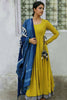 Fascinating Olive Green Silk Traditional Gown With Printed Dupatta