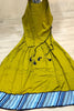 Fascinating Olive Green Silk Traditional Gown With Printed Dupatta