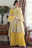 Dazzling Yellow Embroidery Net Haldi Wear Palazzo Suit With Dupatta