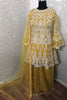 Dazzling Yellow Embroidery Net Haldi Wear Palazzo Suit With Dupatta