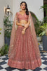 Dazzling Rose Gold Embroidered Net Reception Wear Lehenga Choli