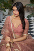 Dazzling Rose Gold Embroidered Net Reception Wear Lehenga Choli